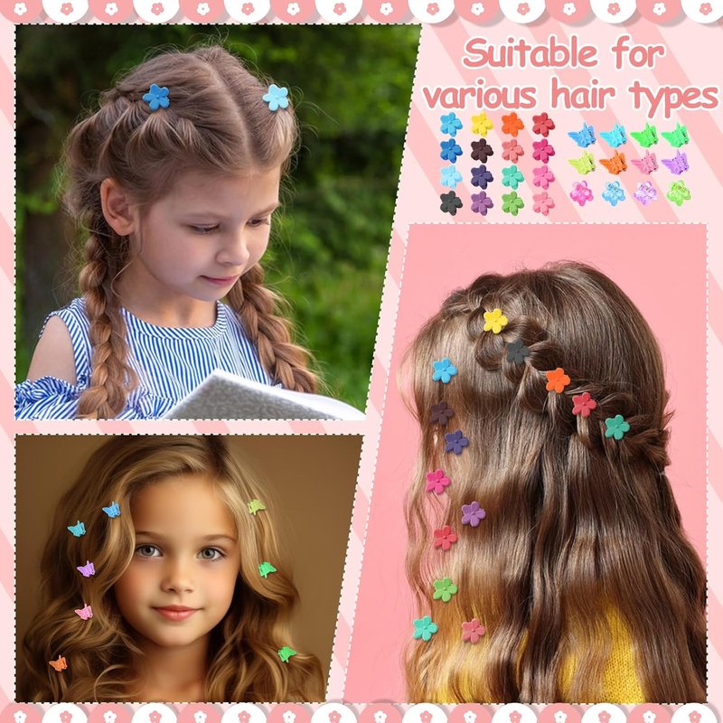 Baby Hair Clips - 112 Pcs Mini Flower & Butterfly Claw Clips for Girls | Colorful Hair Accessories with Organizer Box
