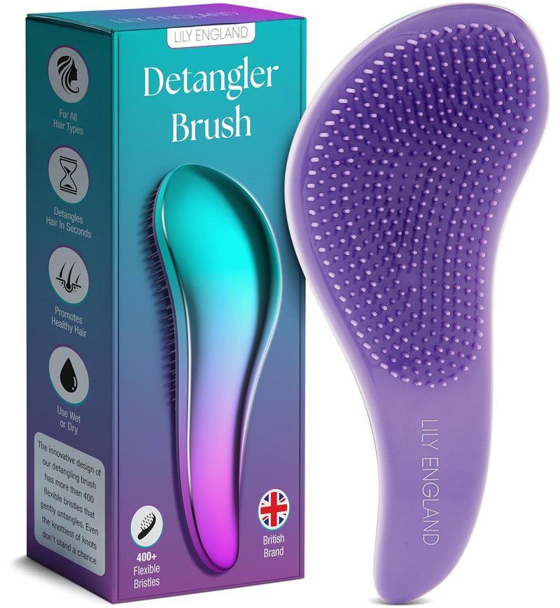 Detangler Hair Brush for Curly, Thick & Straight Hair - Gentle Flexible Bristles for Women, Kids & Toddlers | Ombre Design