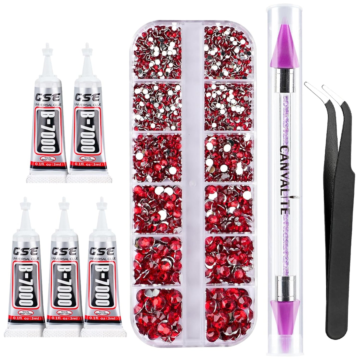 Canvalite 35000Pcs Multicolor Flatback Rhinestones - 3mm Bedazzling Kit with Glue & Tools for Crafting