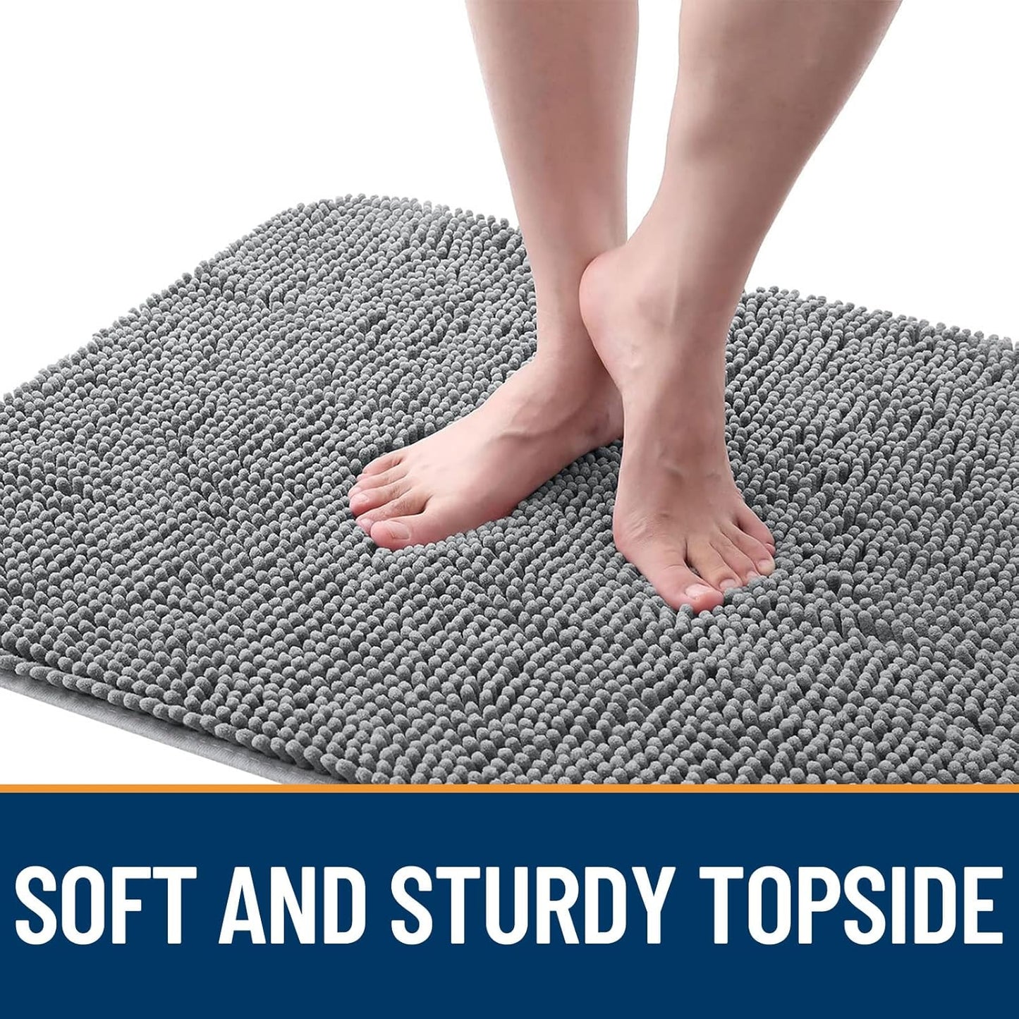 Dog Door Mat for Muddy Paws - Absorbent Non-Slip Chenille Doormat | 48x30 Grey Indoor Carpet