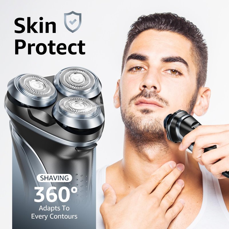 GDKLXL Rechargeable Electric Razor for Men: IPX7 Waterproof Shaver - 1.5H Fast Charge, 4D Flex Precision Blades with Pop-Up Trimmer - Gentle on Sensitive Skin, Travel-Friendly