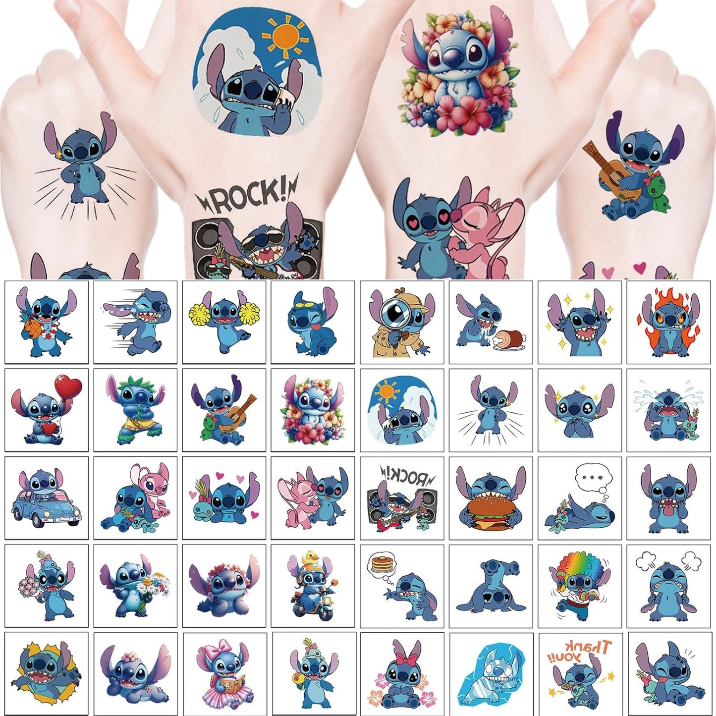 Cartoon Stitch Temporary Tattoos - 40PCS Birthday Party Supplies | Cute Stickers for Teens & Carnival Decor