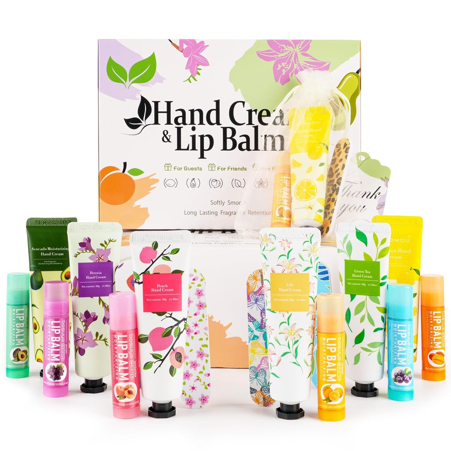 Hand Cream and Lip Balm Gift Set - 24 Bulk Party Favors for Baby Showers, Weddings & Bachelorette Parties | Ideal for Women & Adults