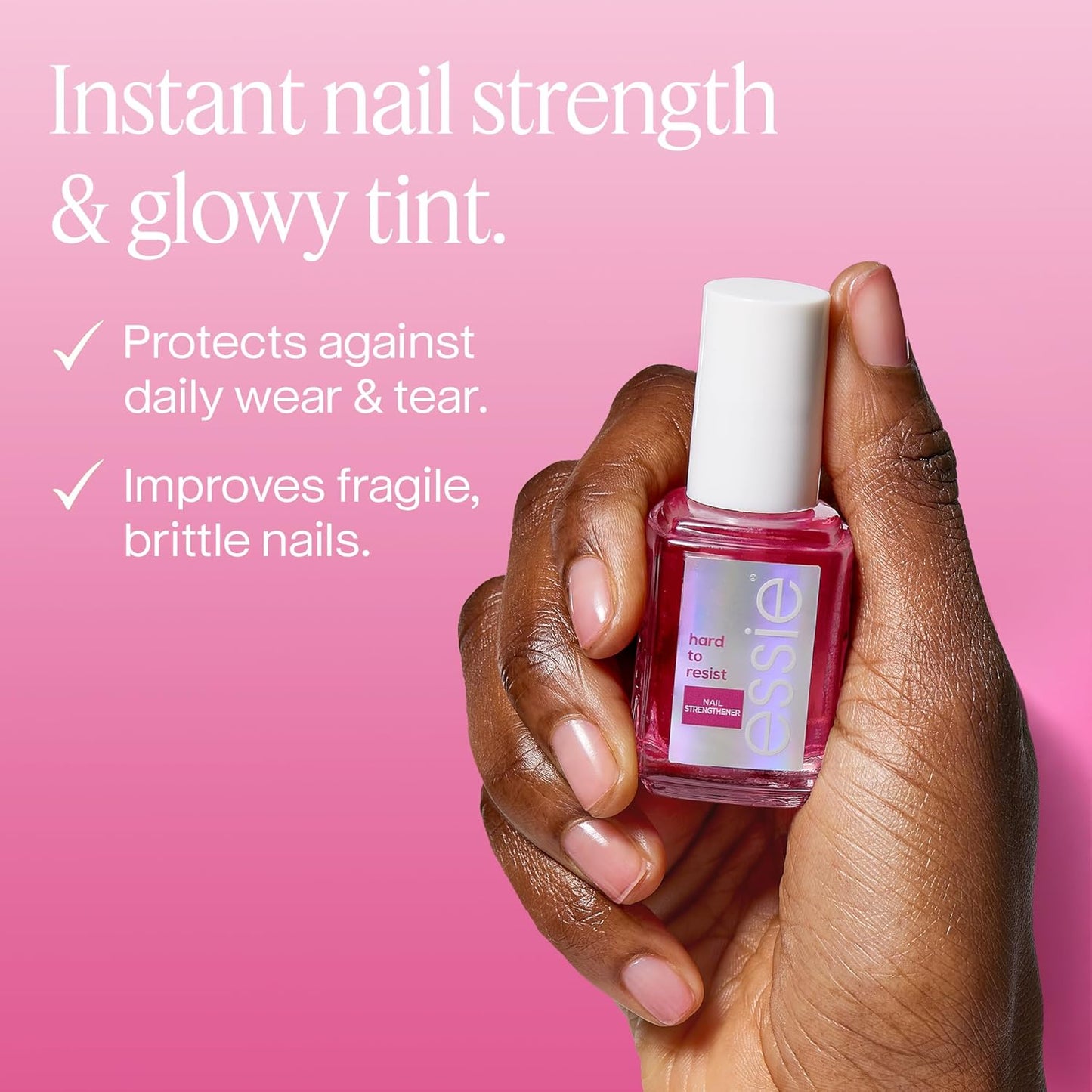 Essie Nail Strengthener - 8-Free Vegan Formula for Healthy Nails | Pink Tint, 0.46 Fl Oz