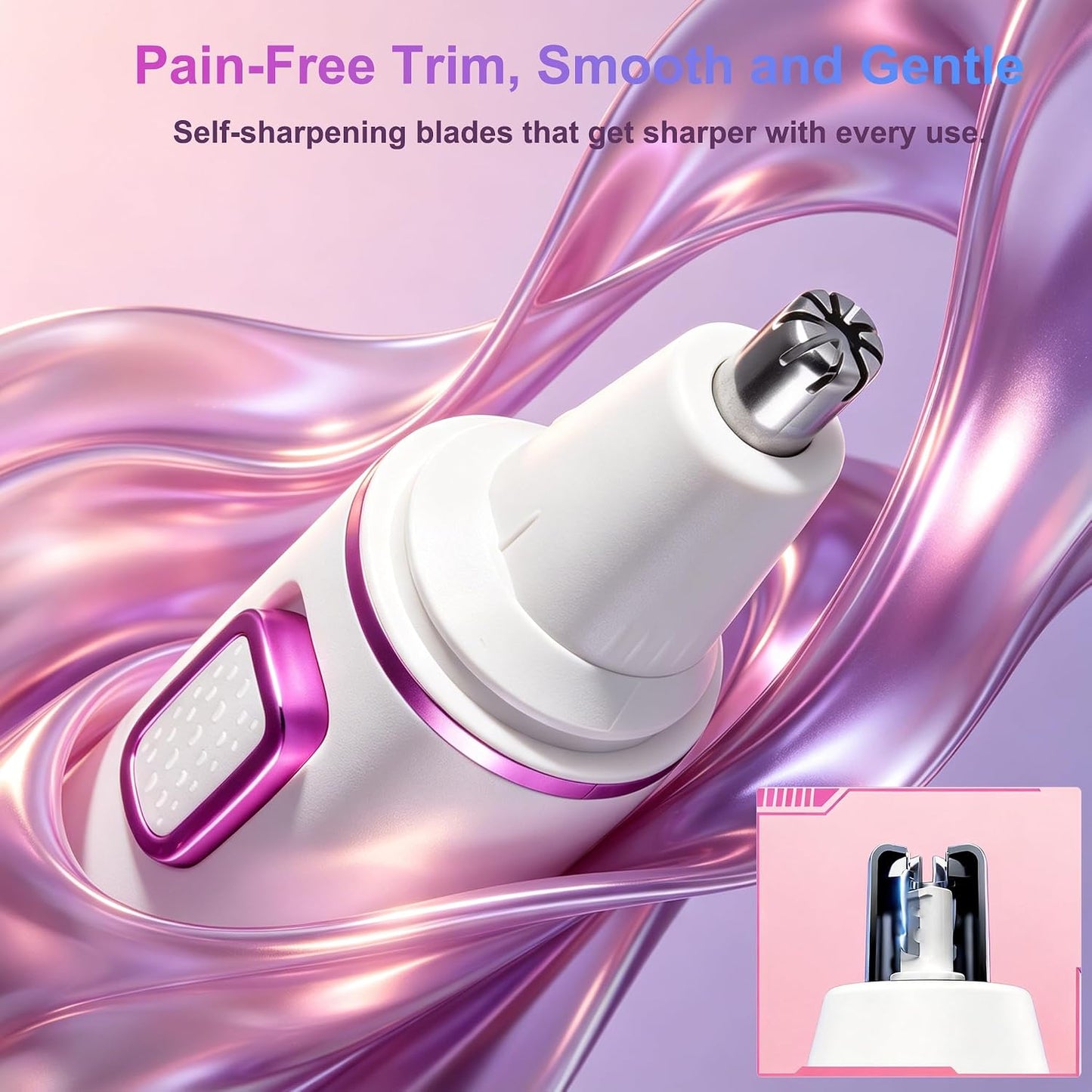 Nose Hair Trimmer for Women - USB Rechargeable 2-in-1 Painless Eyebrow & Facial Hair Remover | IPX7 Waterproof, Dual-Edge Blades