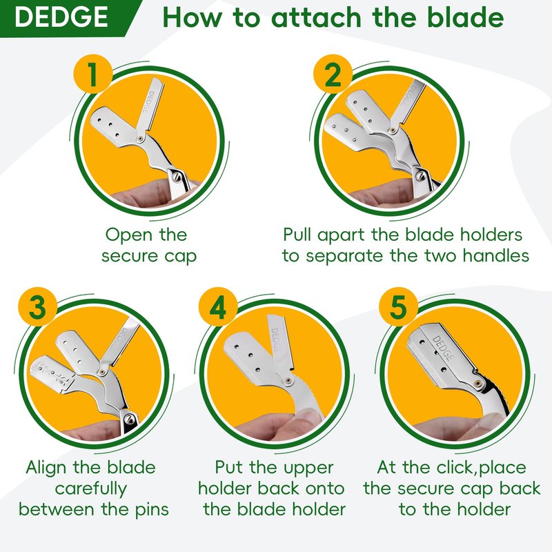 DEDGE Professional All Stainless Steel Straight Razor-Double Edge Razor Barber Beard Shaver with 10 Double Edge Blades for Barber Personal Grooming