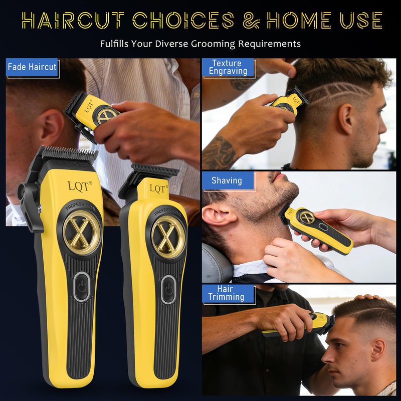 LQT Professional Hair Clippers for Men Rechargeable - 9000 RPM Cordless Barber Clippers Set with Trimmer, Case & Powerful Motor for Home & Salon Hair CuttingIdeal Gift for Father's Day