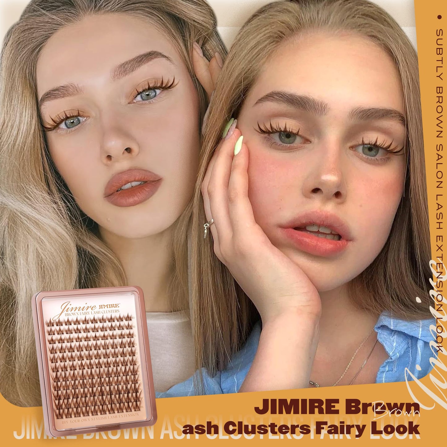 Anime Cluster Lashes Brown Lash Clusters Manga Eyelash Clusters Natural Dark Brown Individual Lashes 10-16MM Fairy Cluster Eyelash Extensions 110Pcs DIY Spiky Cluster Lashes at Home by JIMIRE