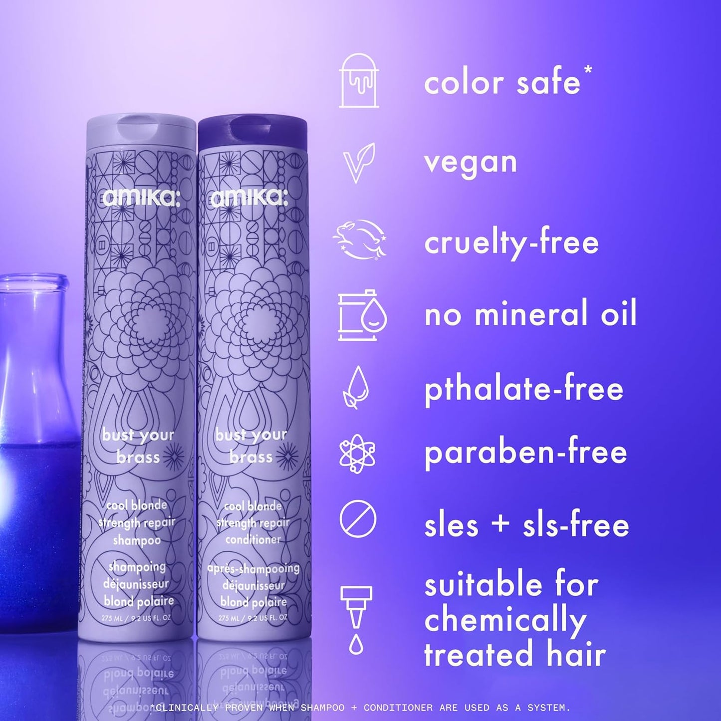 Amika Bust Your Brass Cool Blonde Conditioner - Strength Repair Formula | 1000ml
