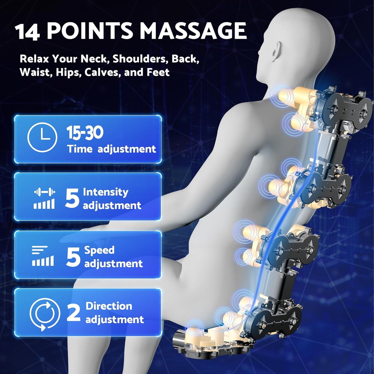 Zero Gravity Full Body Massage Chair - Shiatsu Recliner with 14 Massage Points, Heating & Bluetooth | Spacious Design
