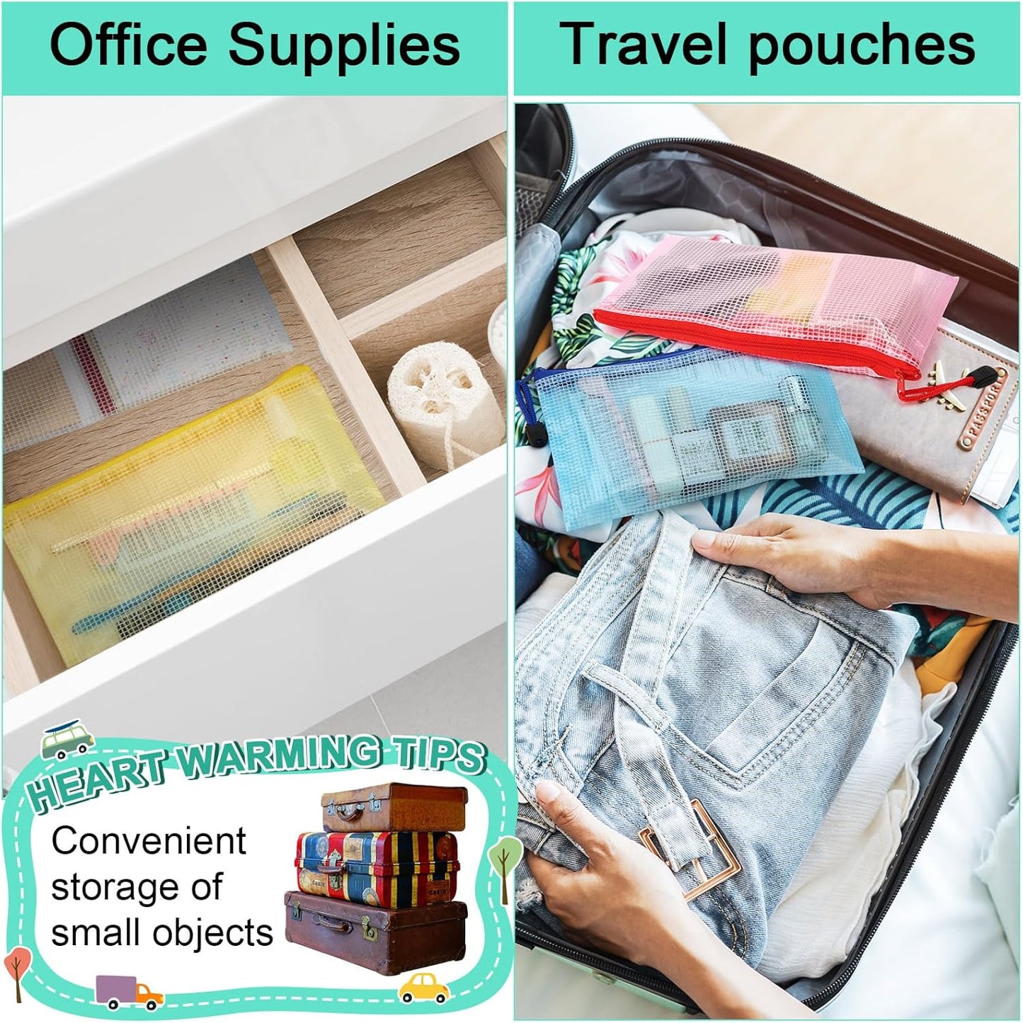 Pencil Pouch Bulk - 100 Pack Mesh Zipper Cases for Office & Cosmetics | 9.5'' x 4.5'' Vivid Color Storage Bags