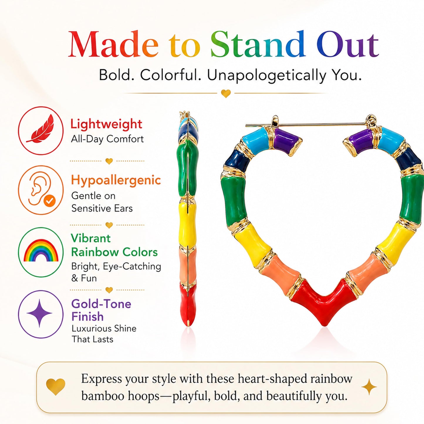 Pride Earrings Outfits for Women Colorful Rainbow Earrings Enamel Gay Lesbian Lgbt Bamboo Hoop Earring Pride Accessories Shirts for Women Rainbow Outfit Jewelry Gifts
