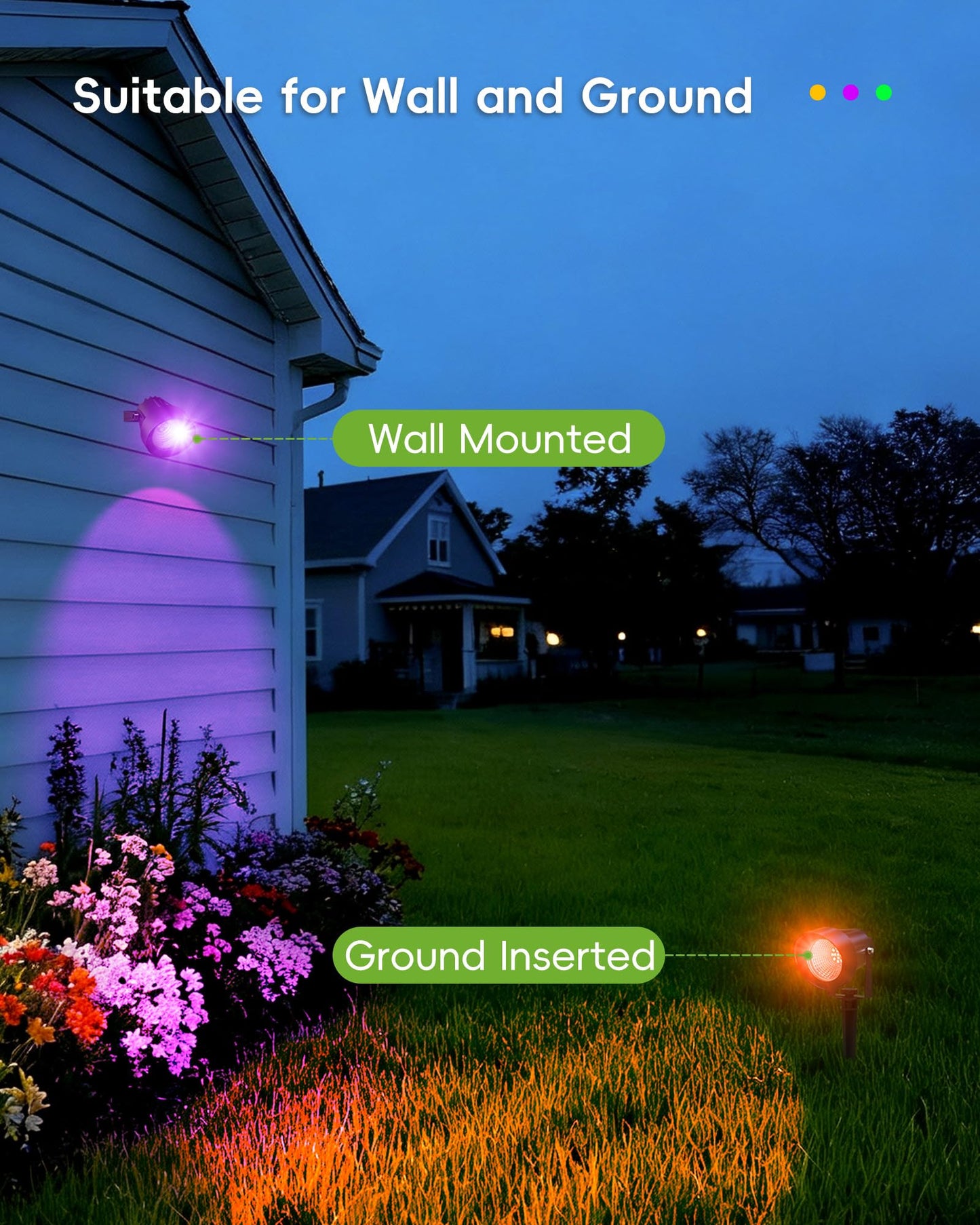 CORESLUX Spot Lights Outdoor, RGBW LED Landscape Lights with APP & Remote Control, Music Mode, DIY Scenes, Timing, IP65 Waterproof Outdoor Landscape Lights for Path Garden Yard
