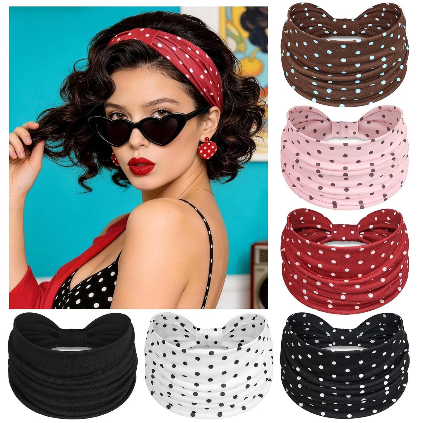 Wide Headbands for Women - No Slip Knotted Turban Hair Accessories | Dark Green Boho Style
