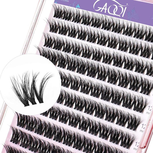 GAQQI Lash Clusters - Wispy Volume Eyelash Extensions, 110 Multilayered 3D Lashes, 10-14mm Lengths