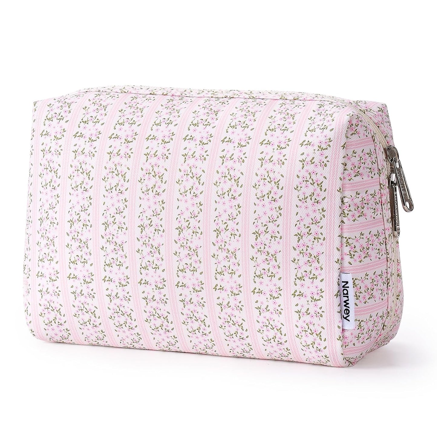 Checkered Makeup Bag - Travel Cosmetic Organizer with Compartments | Large Sky Blue Checkerboard