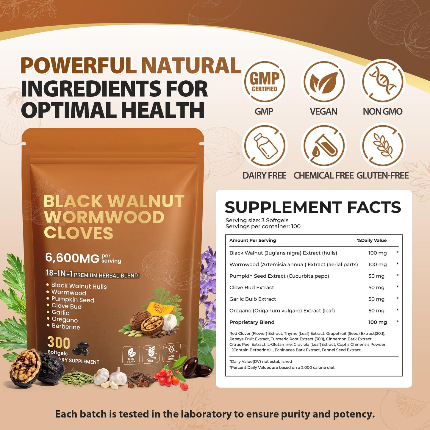 18-in-1 Wormwood Black Walnut Clove Parasite Cleanse | Gut Cleanse & Detox ,Digestive Balance with Garlic, Turmeric, Pumpkin Seed, Oregano, Berberine | Soy-Free,Gentle Nourishing Gut Formula,300 ct