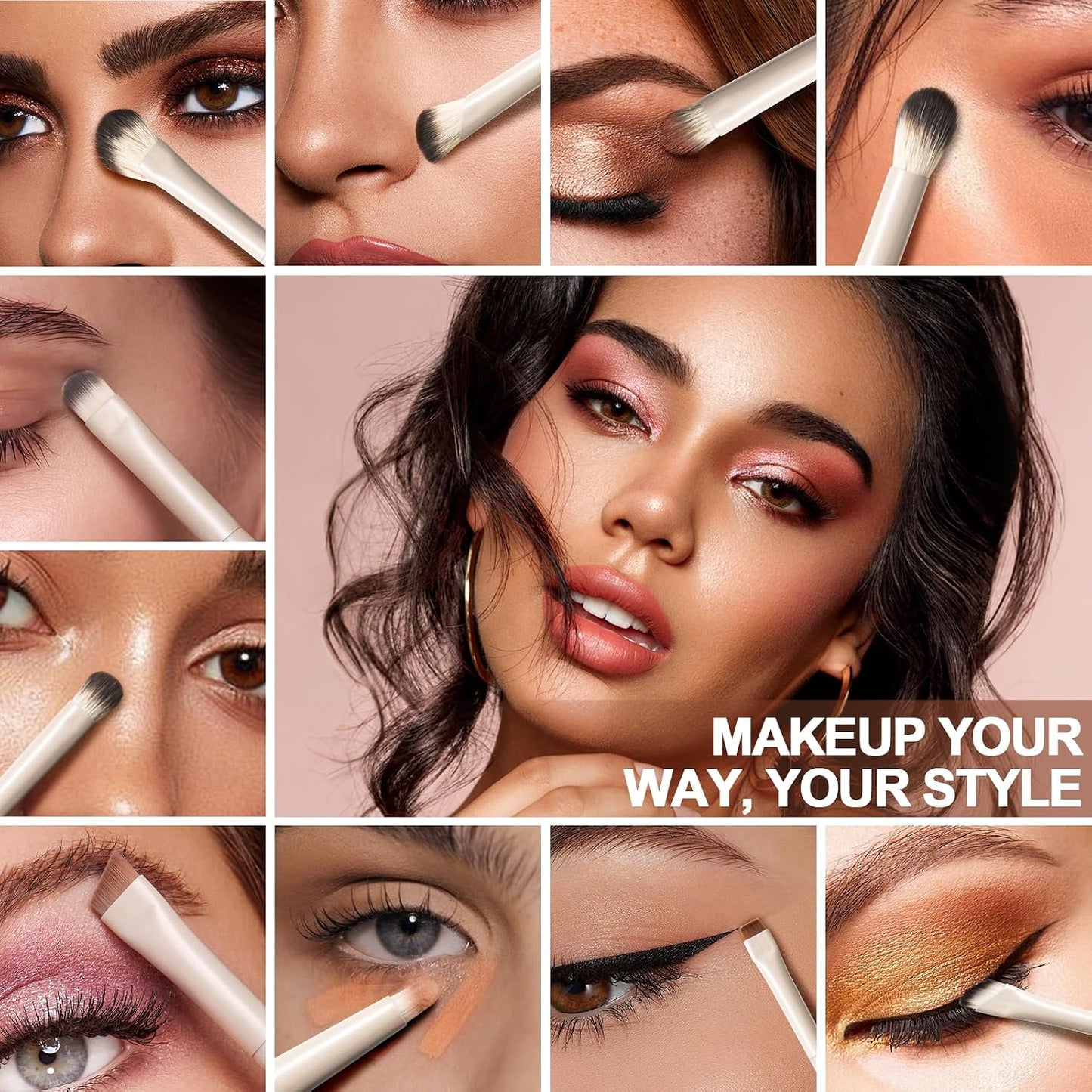 Eye Makeup Brush Set - 10 Professional Eyeshadow Brushes with Travel Case | Cruelty-Free & Vegan for Beginners