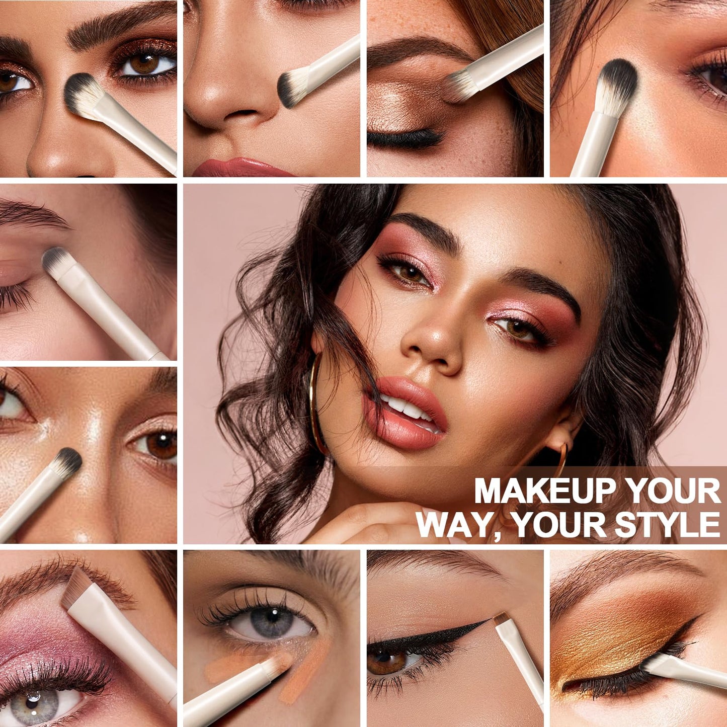 10Pcs Eye Makeup Brush Set, Professional Eyeshadow Brushes with Travel Case, Upgraded & Basic Brush Shapes, Soft Vegan Bristles, Eco-friendly handle for Blending, Shading, Eyebrow Eyeliner