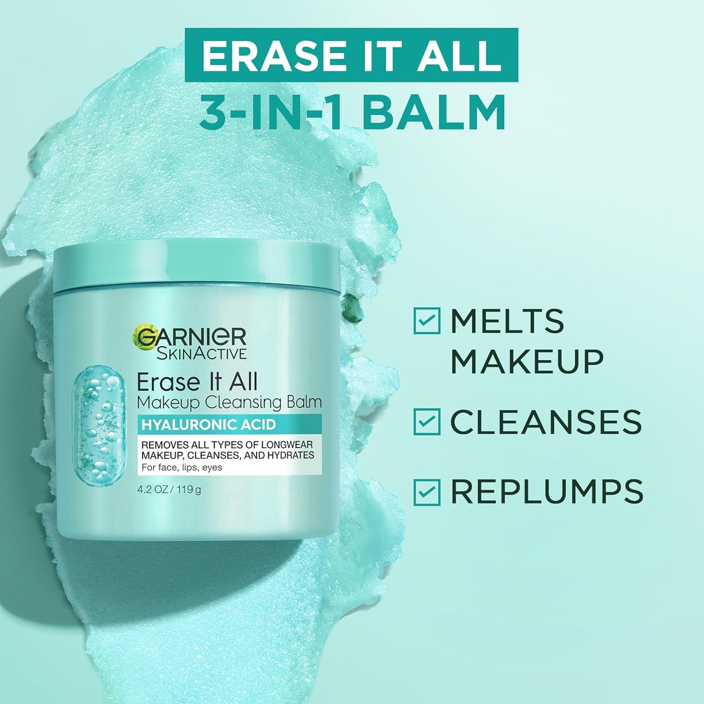 Garnier Makeup Cleansing Balm - Hyaluronic Acid Facial Cleanser & Makeup Remover | 4.2 Oz