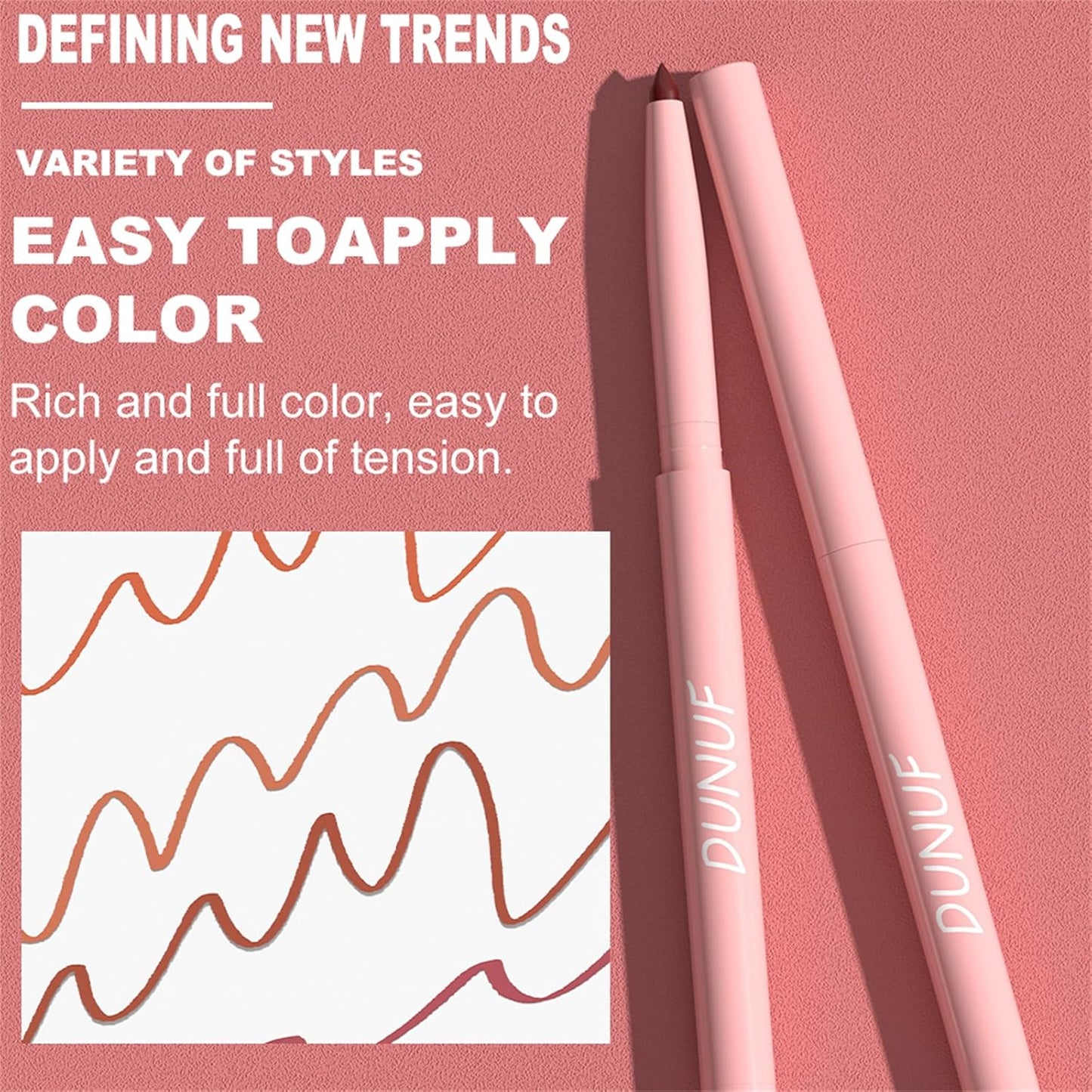 Retractable Lip Liner Pencils Set - 6 Rich Pigmented Shades | Waterproof & Long-Lasting Matte Finish