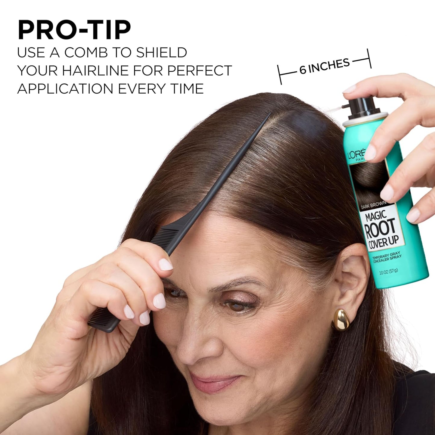 L'Oreal Paris Magic Root Cover Up - Dark Brown Gray Hair Spray | 100% Coverage, Ammonia-Free, 2 oz
