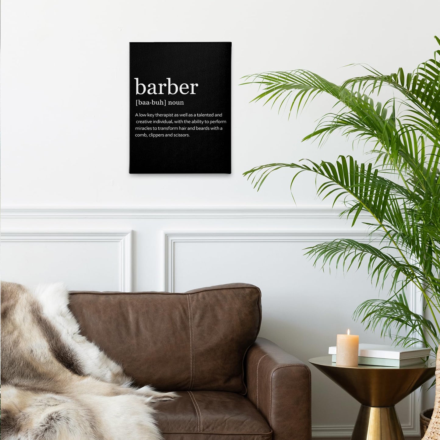 PHAMTE Barber Definition Wall Art, Barber Shop Decor, Modern Barbershop Barber Quote Print Framed Canvas Painting Artwork For Home Office Living Room Salon Barbershop Decor(11x14 Inch) (Black)