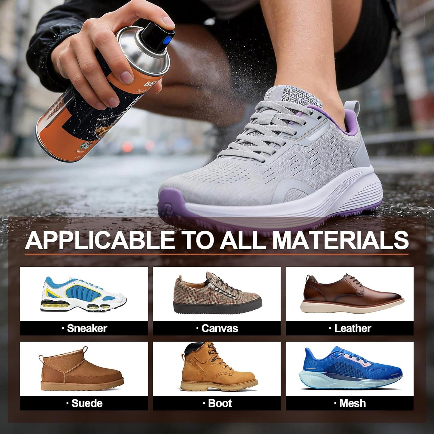 Shoe Protector Spray - Waterproof Rain & Stain Repellent for Leather & Suede | 6.76 oz