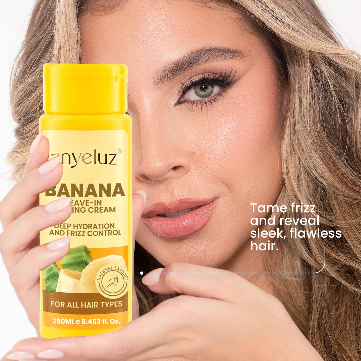 ANYELUZ Banana Leave-In Styling Cream - Leave-In Conditioner for Frizz Control and Shine, Strengthens and Smooths Hair