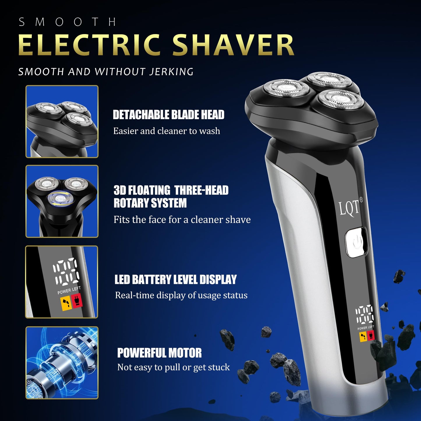 LQT Professional Barber Kit for Men, Cordless Hair Clipper, Trimmer & Rotary Shaver Set with LED Display, USB-C Rechargeable Battery,Precision Blades,Adjustable Speeds,Low Noise,Grooming Gifts for Men