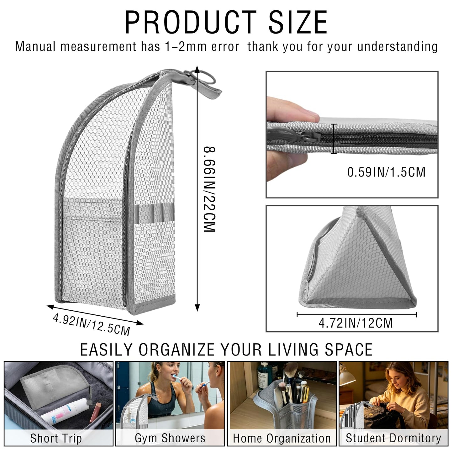 Standing Toiletry Bag,EVA Mesh Large Capacity Travel Toiletry Bag,Portable Lightweight Hanging Toiletry Bag for Travel,Foldable Clear Cosmetic Waterproof Bag,Toiletries Organiser Storage for Women&Men