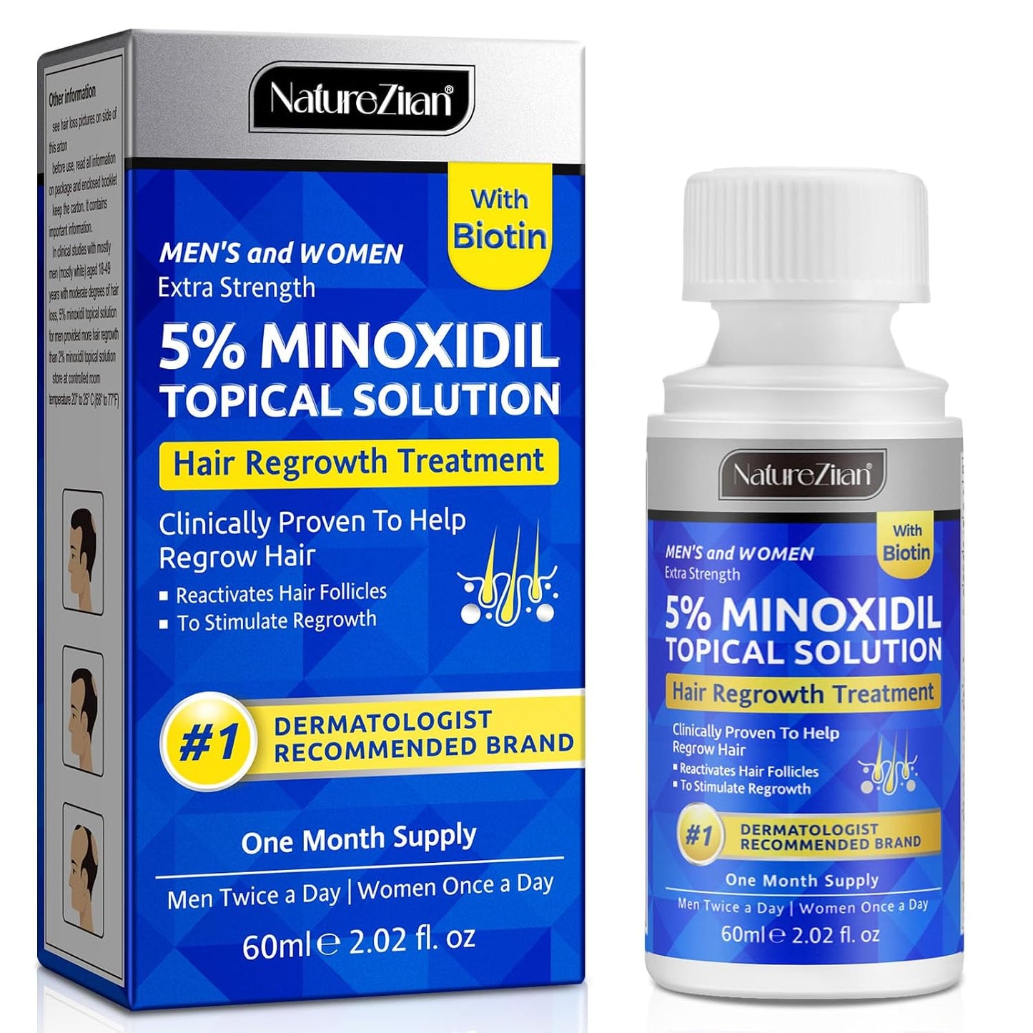 Minoxidil for Men - 5% Extra Strength Hair Regrowth Treatment | Topical Solution with Dropper Applicator