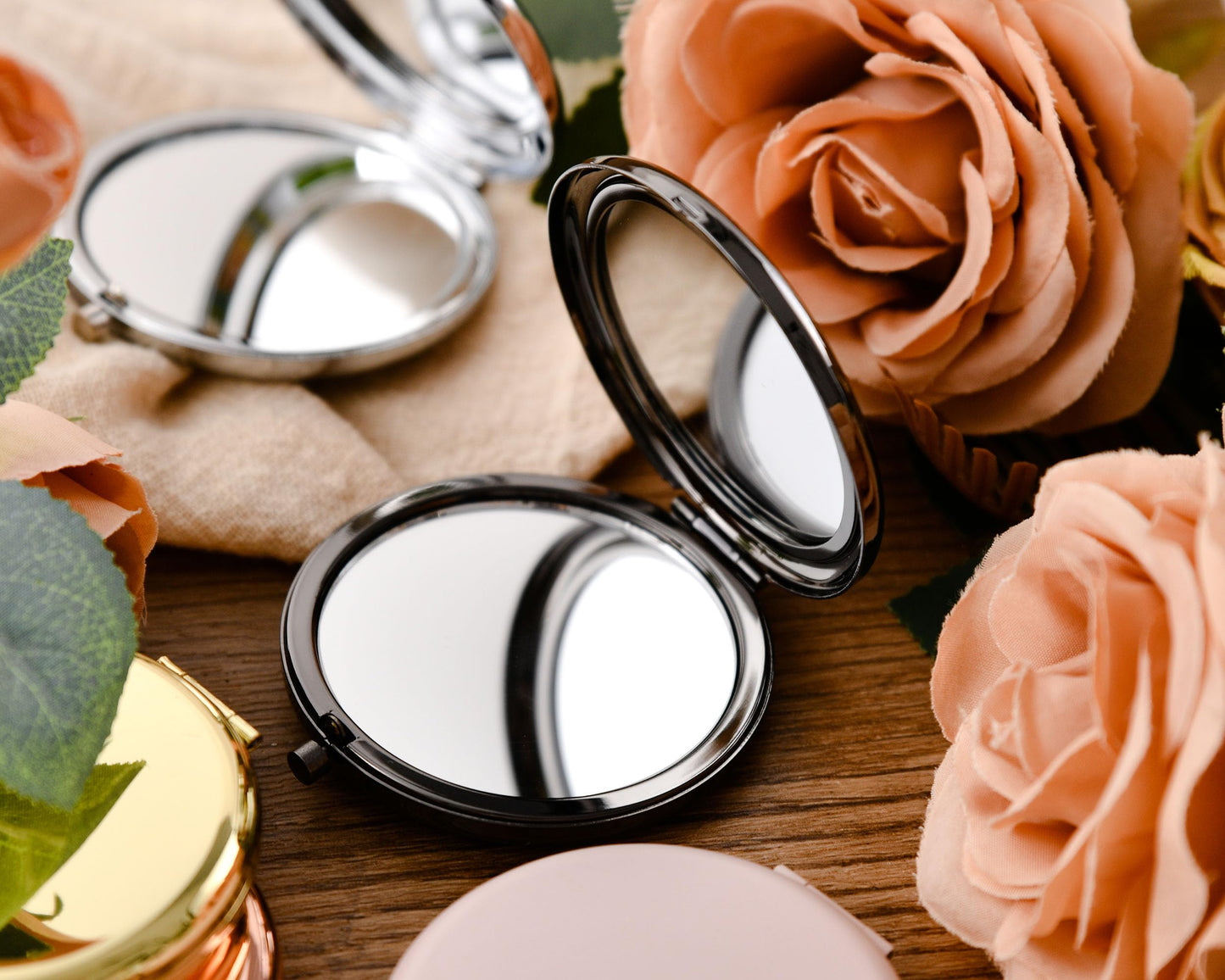 Personalized Bridesmaids Mini Makeup Mirror - Custom Engraved Wedding Favor - Elegant Compact Mirror -Bridal Party Gifts Bridesmaids Gifts