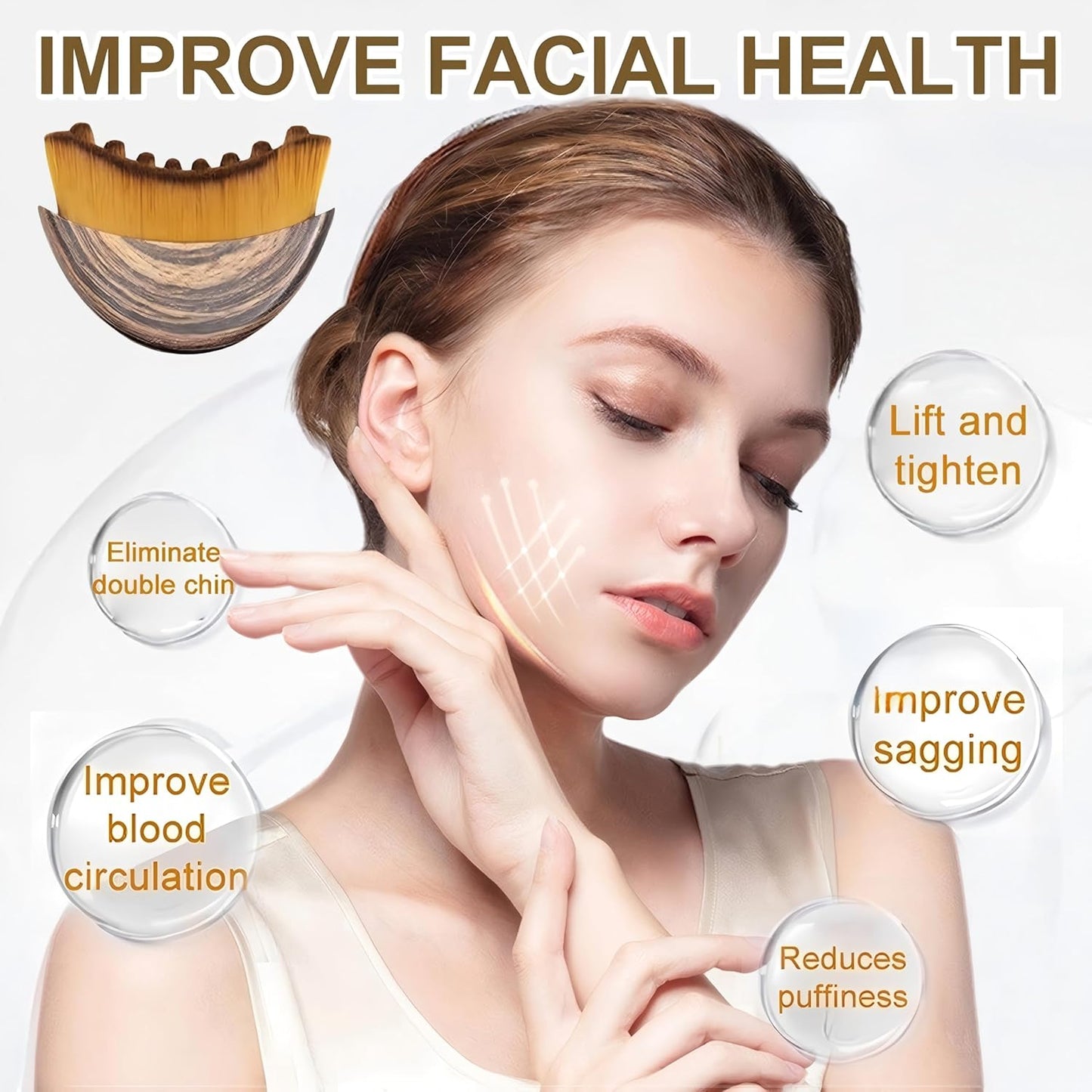 Lymphatic Contour Face Brush Set - Dry Brushing Massager for Drainage & Jawline Sculpting | Ergonomic Design (2PCS)