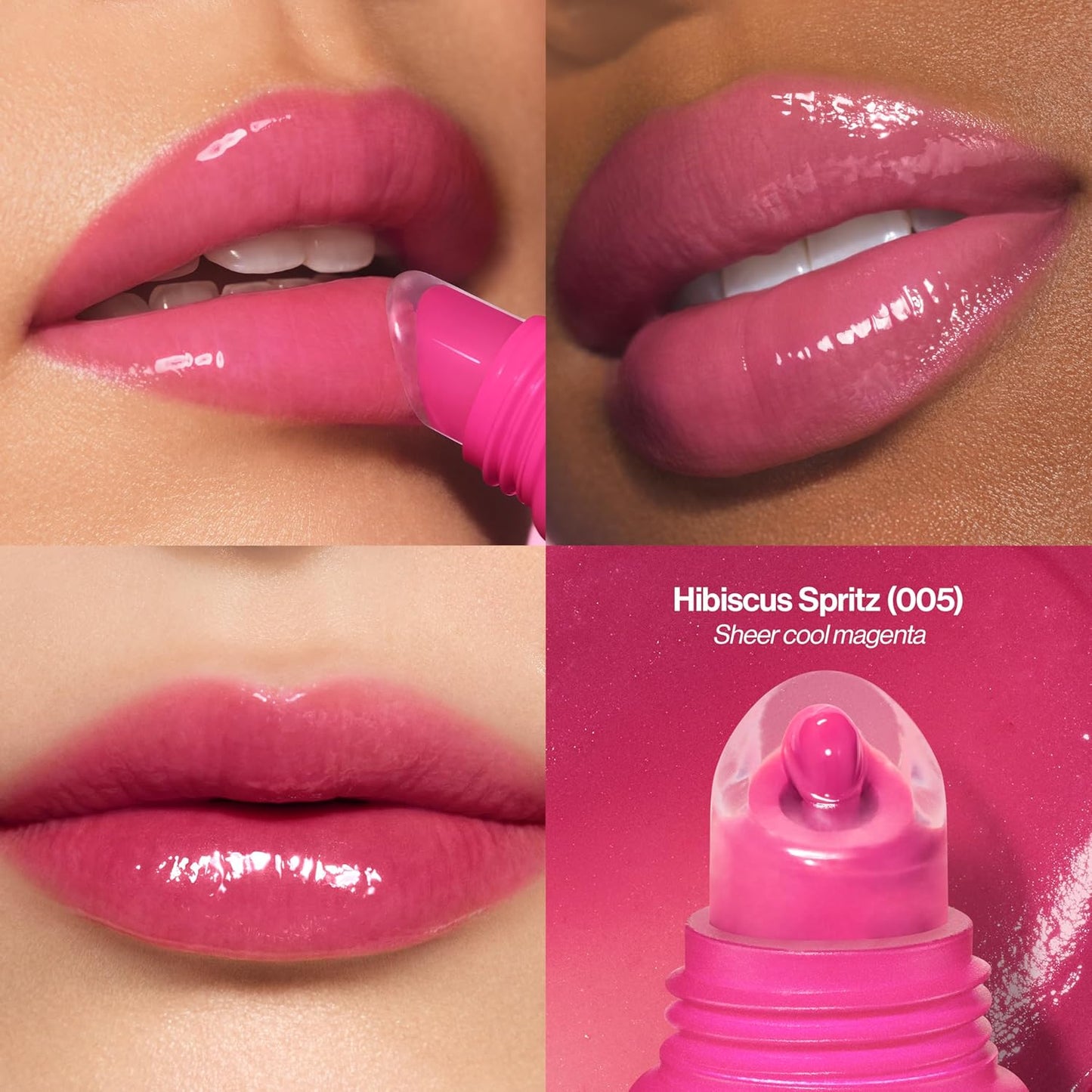Revlon Glimmer Lip Treat Balm - Overnight Peptide Hydrating Lip Treatment | 005 Hibiscus Spritz, 0.4 fl oz