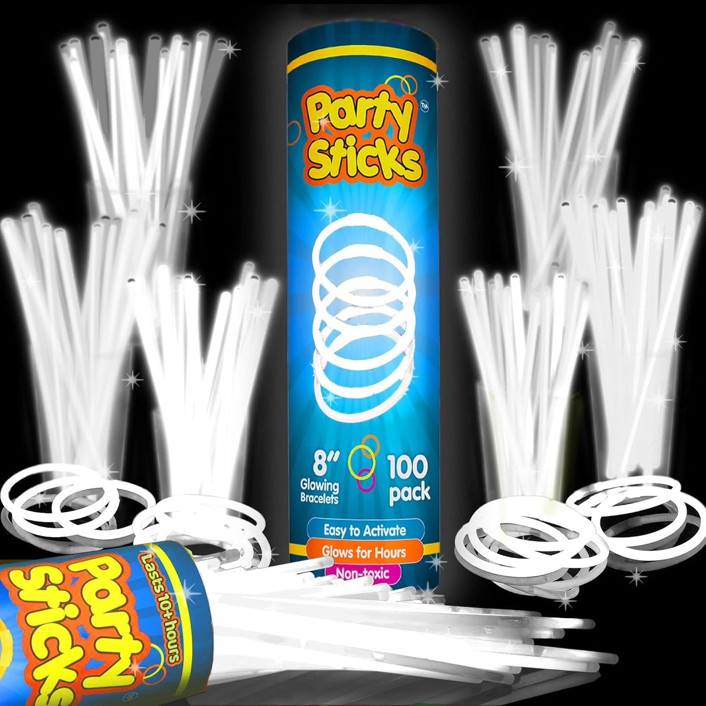 Glow Sticks Party Supplies - 100pk 8-Inch Glow in the Dark Light Up Sticks | Neon Party Favors & Decorations