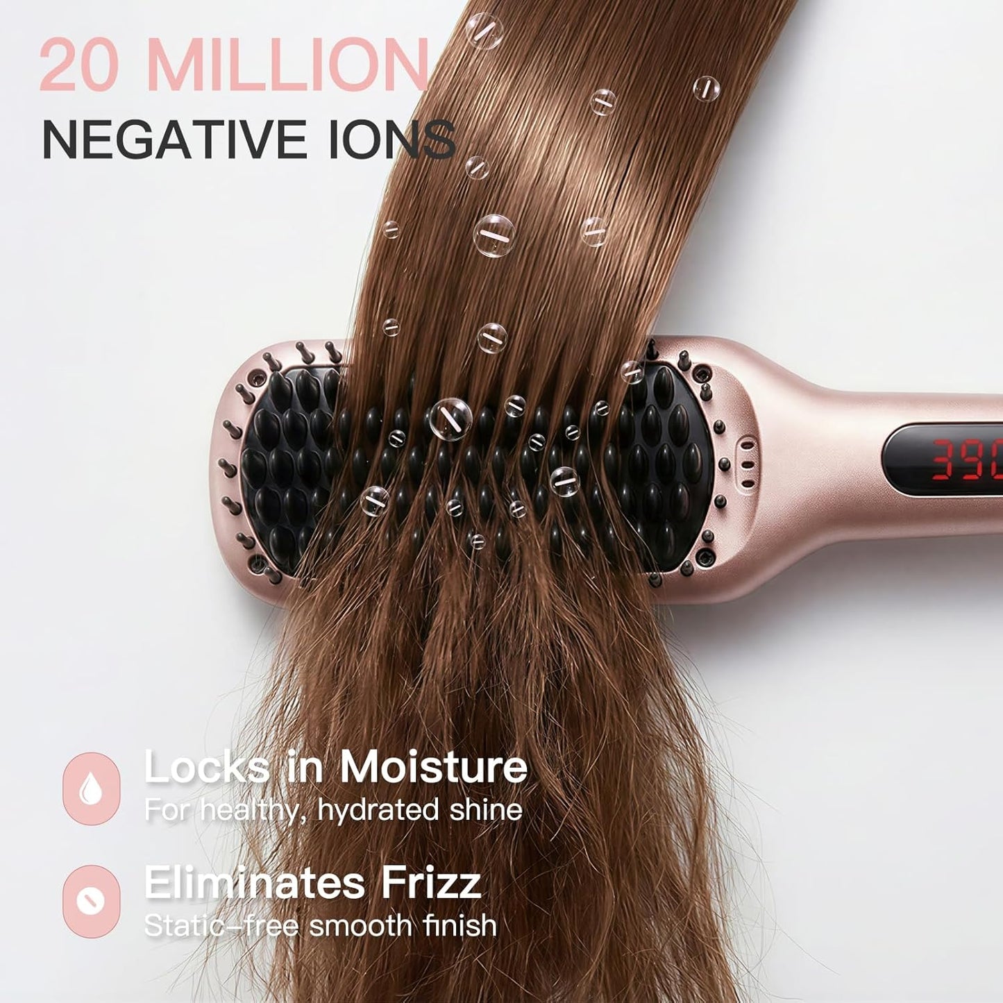 MegaWise Hair Straightener Brush - 2-in-1 Ionic Detangling & Styling Tool with Adjustable Temperature | Anti-Scald Technology, Auto Shut-Off