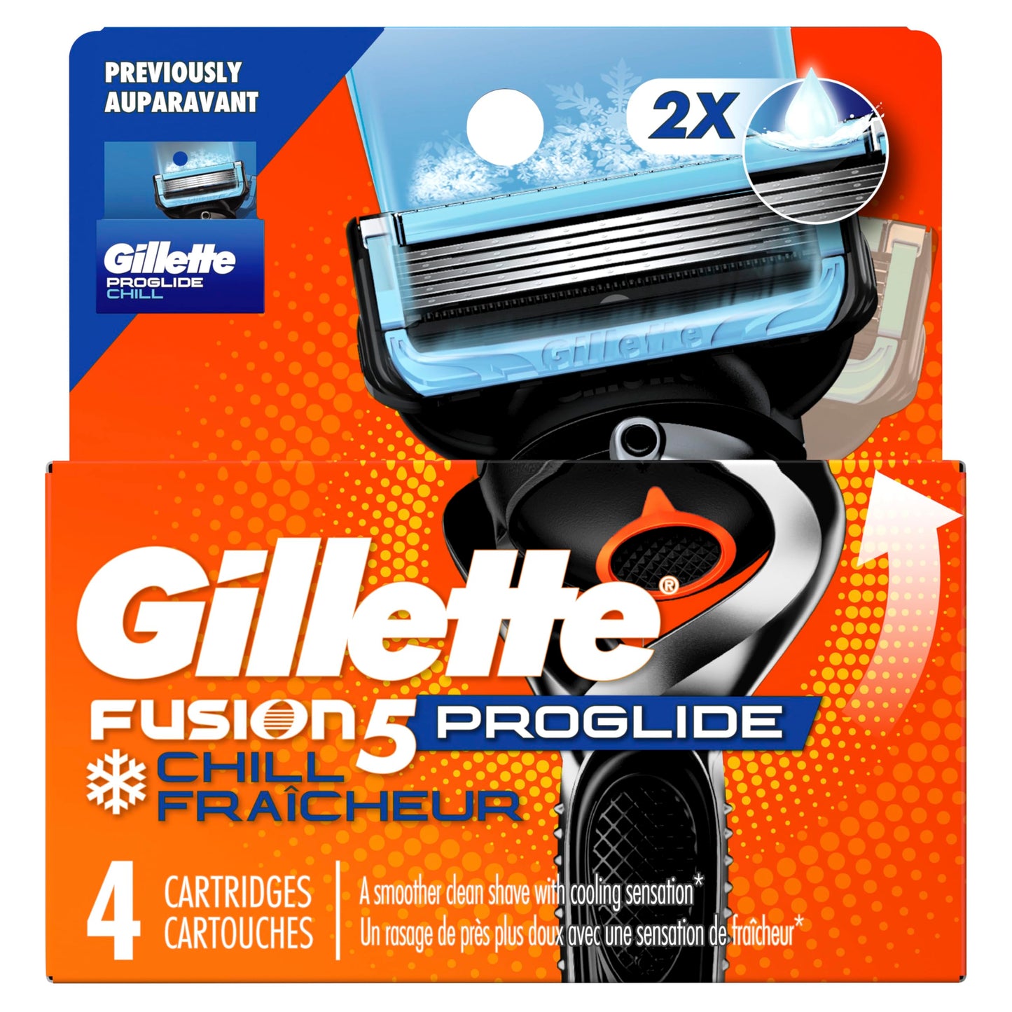 Gillette ProGlide Chill Razor Refills for Men, 4 Blade Refills