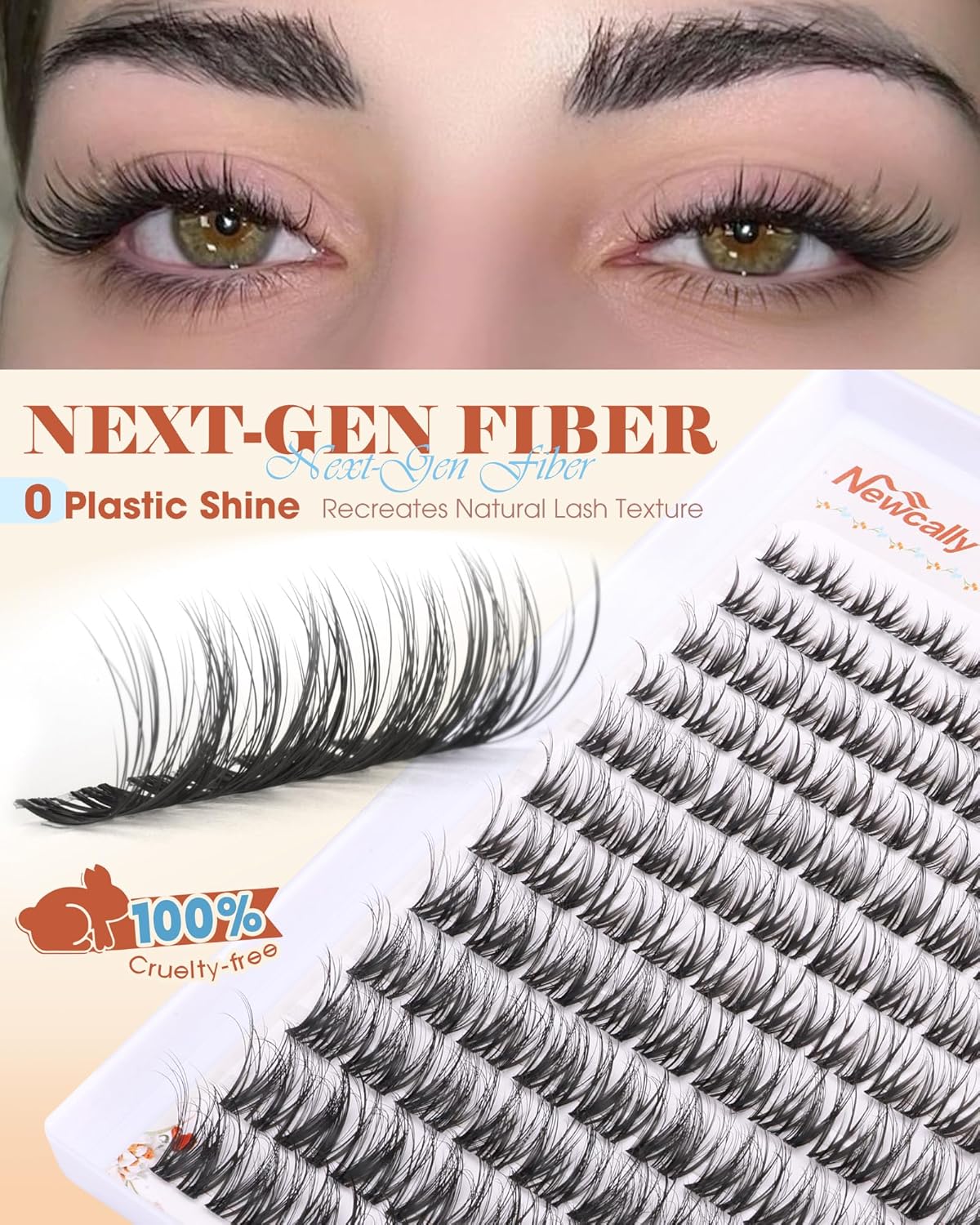 Lash Clusters - Wispy Eyelash Extensions with Clear Band | Natural Look, D-Curl, 8-16MM Individual Lashes