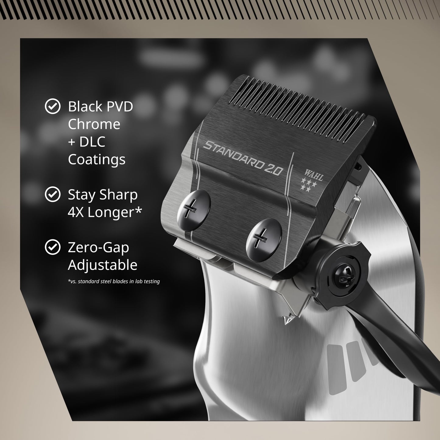 Wahl Professional Senior 2.0 Cordless Clipper, Carbon Steel DLC Coated Blade with Zero Gap Capability, Adjustable Taper Lever, Lithium Ion Power, Black and Metallic Silver