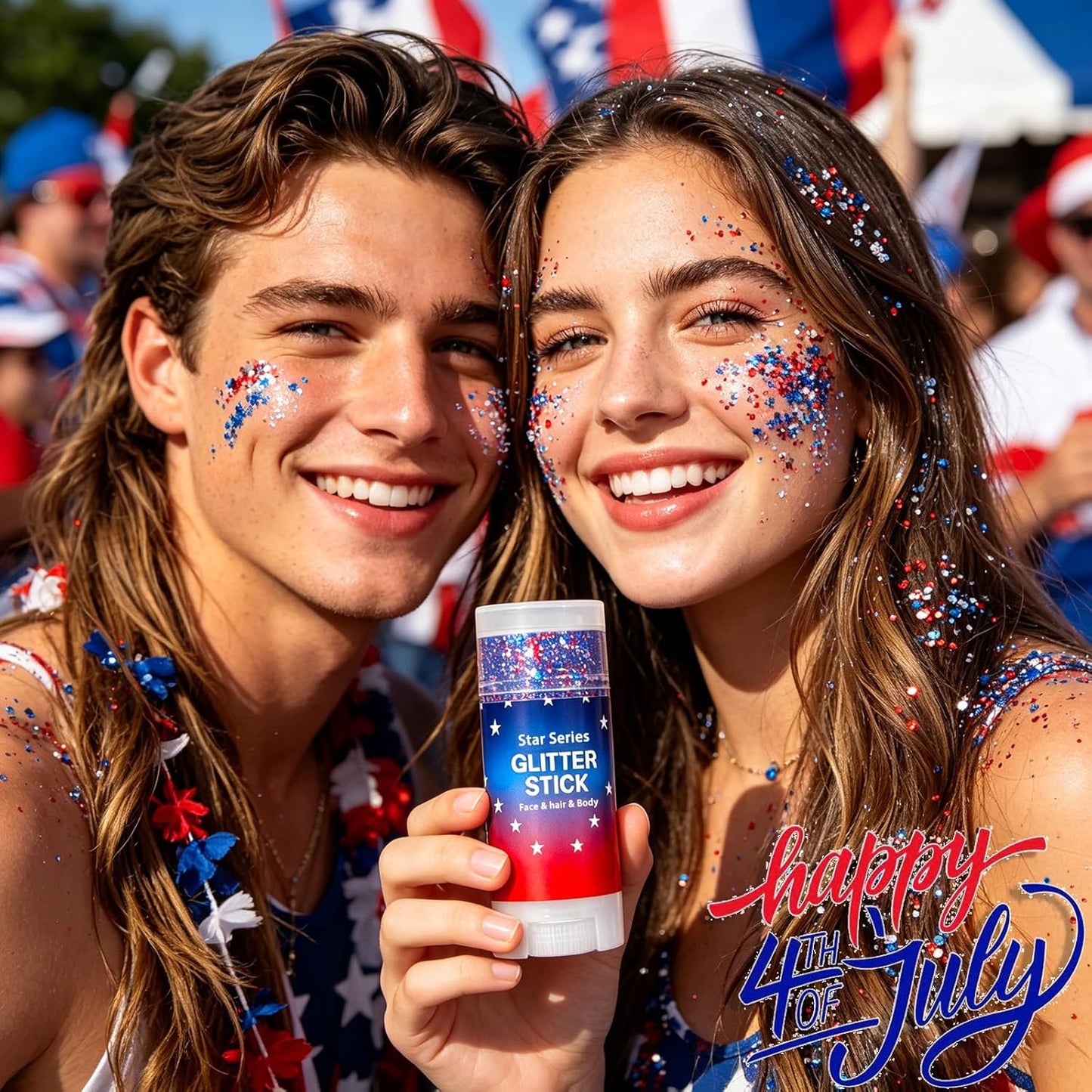 Patriotic Red White Blue Hair Glitter - Sparkling 4th of July Body & Face Glitter | Waterproof Makeup for Celebrations