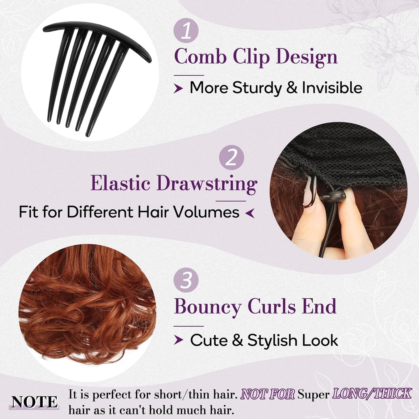Copper Red Ponytail Extension - 10 Inch Wavy Drawstring Clip-In Hairpiece for Women | Synthetic Hair