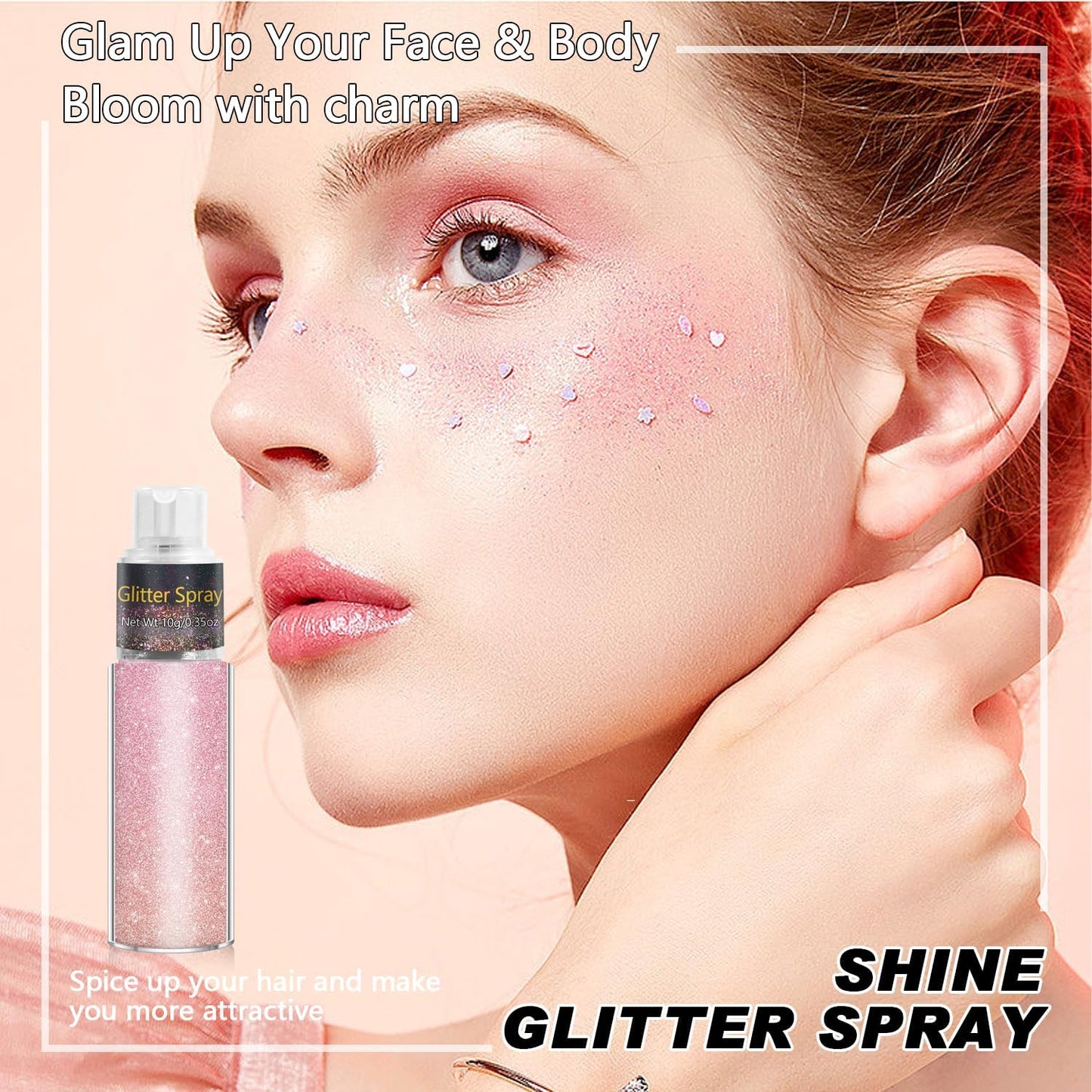 Holographic Glitter Spray for Hair & Body - Shiny Loose Highlighter Powder | 10g Pink