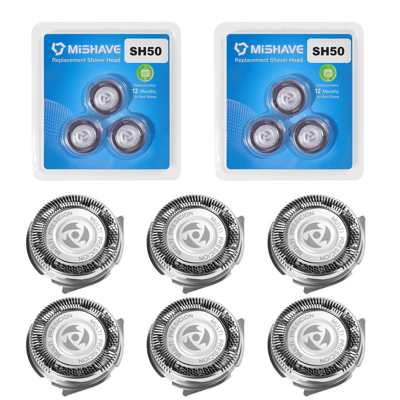 6pcs SH50/52 Replacement Heads Compatible with Philips Norelco Series 5000,Pt8xx, Pt7xx, At8xx, At7xx, S5xxx Elctric Shaver,Replacement Blades for Philips Norelco 5000 Replacement Heads
