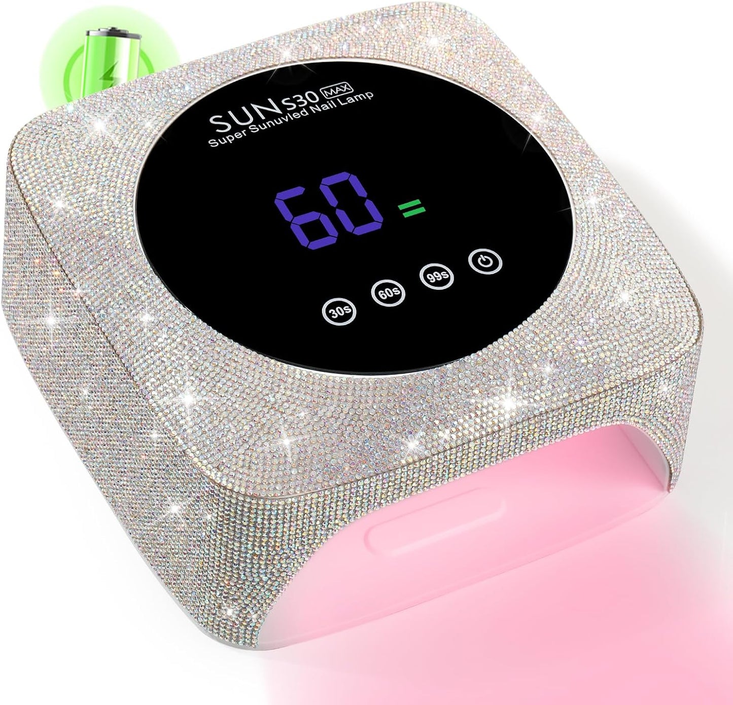 Cordless UV LED Nail Lamp - 96W Rechargeable Gel Nail Dryer with 3 Timer Settings | Pink Diamond Design