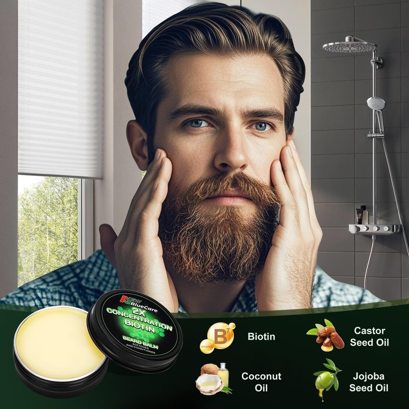Beard Care Kit - Contains (1) each of Beard Oils (Sandalwood & Unscented), Biotin Beard Growth Balm, Comb and Scissors for Grooming and Trimming - Beard Care Daddy Gifts for Men Him Dad Husband