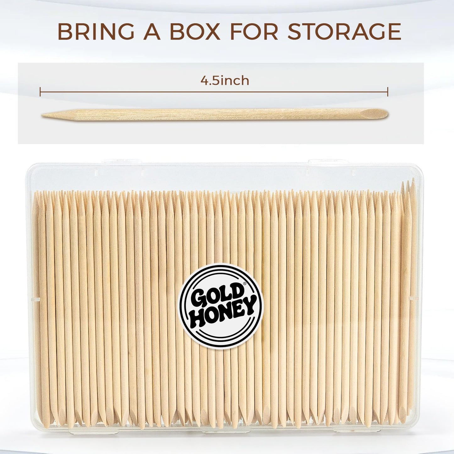 GOLD HONEY 180PCS Orange Sticks for Nails in Boxed - 4.5 Inch Double Sided Orange Wood Sticks for Nails Used - Professional Manicure & Cuticle Remover - Manicure Pedicure Tool