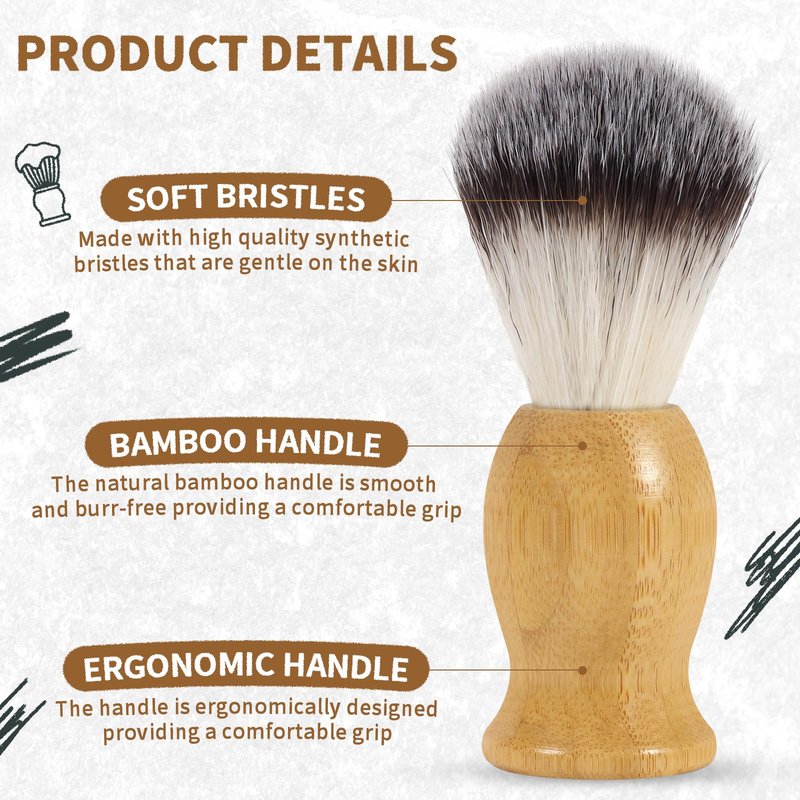 ÖkoStamm Shaving Brush and Bowl - Bamboo Shaving Brush for Men with Synthetic Badger Bristle, Starter Men’s Shaving Kit for Wetting Shave