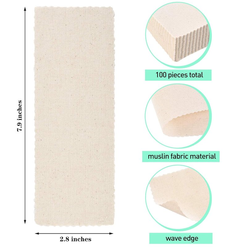 100 Pieces Muslin Hair Removal Strips - Natural Epilating Strips for Body & Face | 2.8 x 7.9 Inches