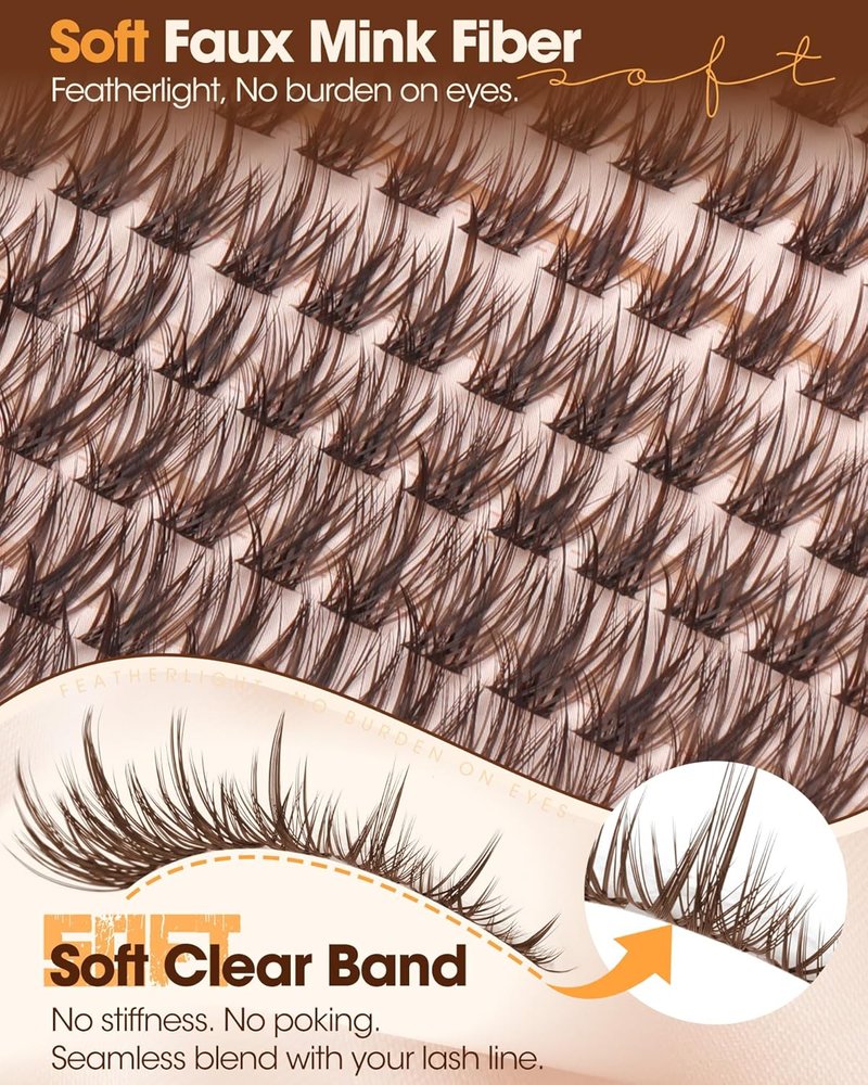 Wispy Lash Clusters - C-Curl Individual Eyelash Extensions 8-16MM | Natural Look, Beginner-Friendly
